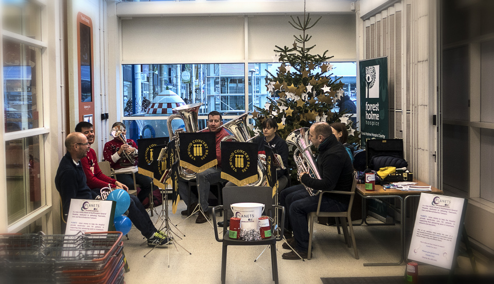 The brass band playing carols in Sainsbury's! | snapkin | Blipfoto